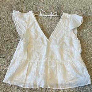 Flutter Sleeve White Trapeze Top